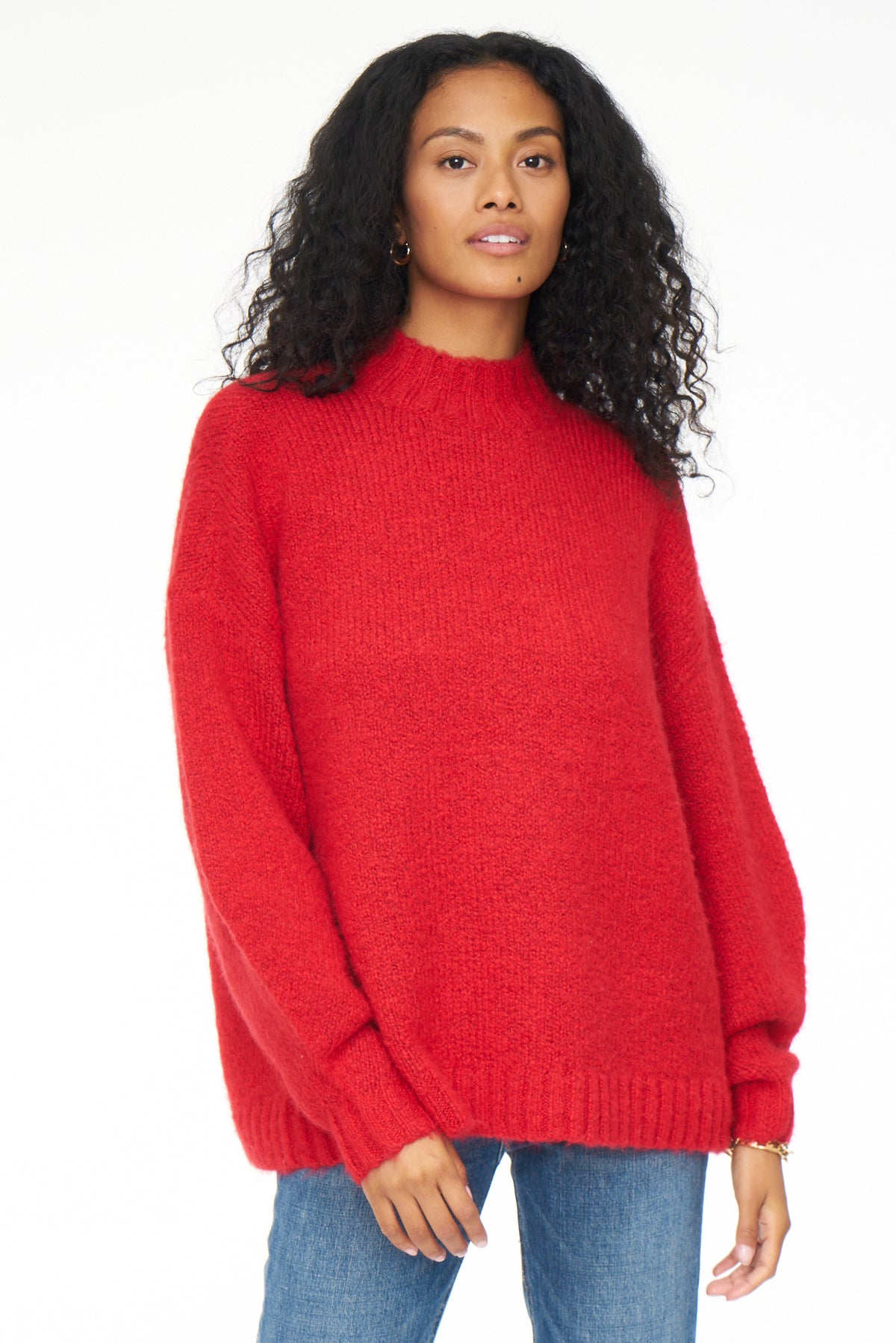 Carlen Mock Neck Sweater - Scarlet
            
              Sale